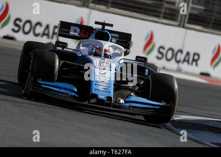 Baku, Aserbaidschan. 28 Apr, 2019. GEORGE RUSSEL Williams Racing Laufwerke während des Formel 1 Grand Prix in Baku Aserbaidschan Stadtkurs in Baku, Aserbaidschan. Credit: James Gasperotti/ZUMA Draht/Alamy leben Nachrichten Stockfoto