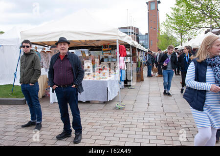 Stratford-upon-Avon, Großbritannien. 28. April 2019. Der letzte Tag der U K 2. lebende Statue Wettbewerb in Bancroft Gärten, die über das Wochenende gehalten worden ist, als Teil des Shakespeare 455th Geburtstag feiern eine einzigartige Veranstaltung einige der besten Künstler. Credit: Keith J Smith./Alamy leben Nachrichten Stockfoto