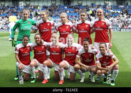 Brighton, UK. 28. April 2019. Arsenal Team während der Frauen Super League Match zwischen Brighton und Hove Albion und Arsenal an Amex Stadion, Brighton am 28 Apr 2019 in Brighton, England Credit: Aktion Foto Sport/Alamy leben Nachrichten Stockfoto