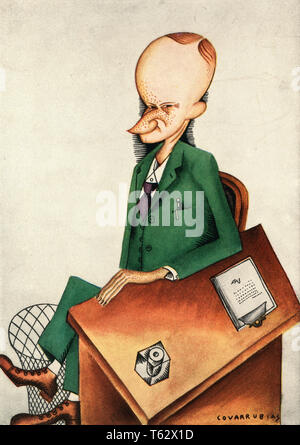 1920 Karikatur amerikanischer Präsident Calvin Coolidge von covarrubias Farbe RASTERUNGS-kh 13297 CPC 001 HARS KONZEPTIONELLE COOLIDGE SNEER CALVIN KARIKATUR PARODIE SATIRE KAUKASISCHEN ETHNIE ALTMODISCH Stockfoto