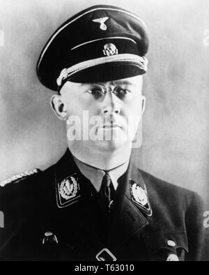 1930er Jahre 1940er Jahre Porträt Heinrich Himmler, Kommandeur der deutschen SS-q 72083 CPC 001 HARS Mitte - Mitte - erwachsenen Mann SS SELBSTMORD SCHWARZ UND WEISS KAUKASISCHEN ETHNIE ALTMODISCH Stockfoto
