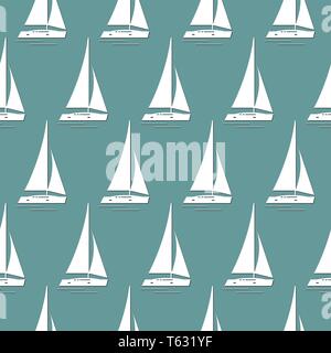 Nahtlose Muster Sommer Segelboot, Vektor Stock Vektor