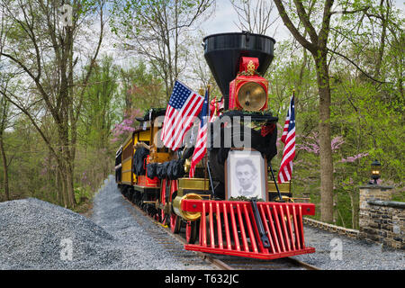 Elizabethtown, PA-April 2019: Abe Lincoln Beerdigung Zug Re-Enactment Stockfoto