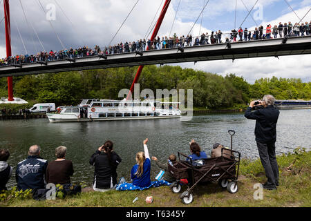 Gelsenkirchen, Deutschland. 28. April 2019. Der KulturKanal Schiff Parade findet am Rhein-Herne-Kanal (Rhein-Herne-Kanal) im Nordsternpark. Stockfoto