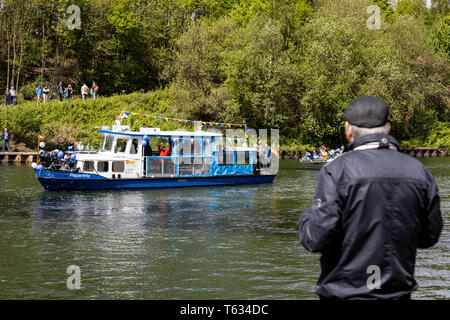 Gelsenkirchen, Deutschland. 28. April 2019. Der KulturKanal Schiff Parade findet am Rhein-Herne-Kanal (Rhein-Herne-Kanal) im Nordsternpark. Stockfoto