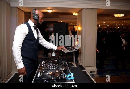 DJ Spoony während nach Partei während der 2019 PFA Auszeichnungen im Grosvenor House Hotel, London. Stockfoto