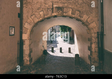 Alte Tor in der Altstadt von Riga. Stockfoto