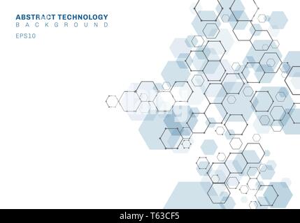 Abstrakt Blau sechseckige molekulare Struktur von Neuronen. Die digitale Technologie Hintergrund. Zukünftige geometrische Vorlage. Vector Illustration Stock Vektor