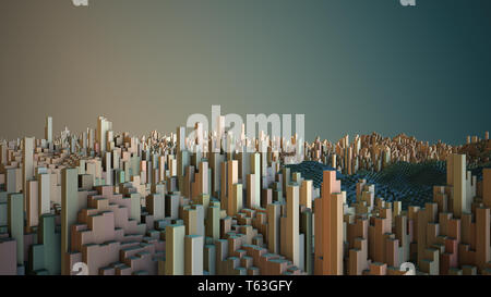 Abstrakte kubische gerenderten 3D-Landschaft Stockfoto