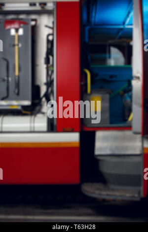 Defokussierten Foto von Open Fire Engine Stockfoto