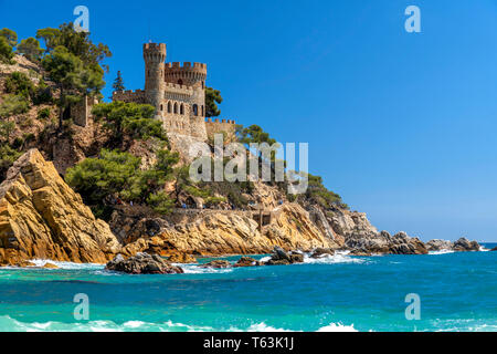 Castillo d'en Plaja schloss, Lloret de Mar, Costa Brava, Katalonien, Spanien Stockfoto