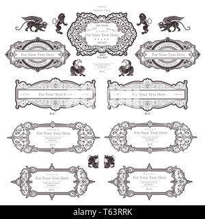 Große Royal vintage Banner oder Rahmen aus floralen und Linienmuster Stock Vektor