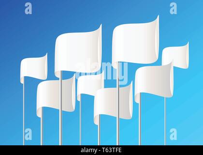 Weiß vektor Flags auf blauem Hintergrund. Stock Vektor