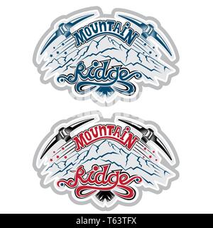 Satz von Vintage Bergsteigen Etiketten und Abzeichen Stock Vektor