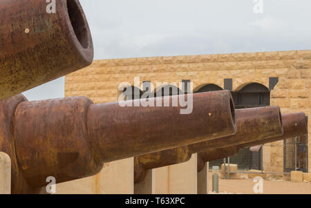 Detailansicht auf riesigen Kanone von Fort St. Elmo. Valletta (Valetta), Malta, Europa. Stockfoto