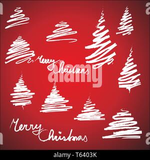 Einstellen der Weihnachtsbäume Skizzen (einfach und minimalistisch) Stock Vektor