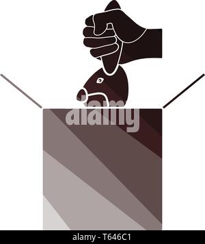 In der Magic Box Symbol Hase. Flache Farbgestaltung. Vector Illustration. Stock Vektor