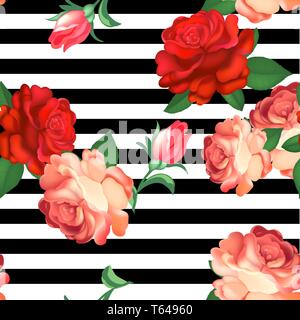 Nahtlose florales Muster mit Blumen, Aquarell. Vector Illustration. Stock Vektor