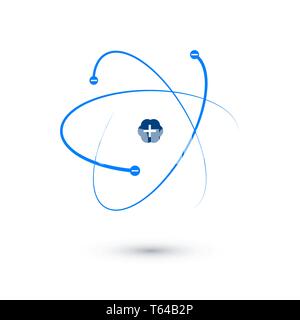 Atom Struktur. Blau atom Symbol. Vector Illustration auf weißem Hintergrund Stock Vektor