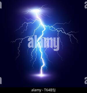 Blitz Schraube oder Thunderbolt. Blauer Blitz oder Magic Power blast Sturm. Vector Illustration Stock Vektor