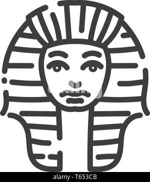 Tutanchamun berühmten ägyptischen Pharao flache Kontur Symbol von Ägypten, Konzept Silhouette Stock Vektor