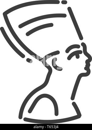 Nofretete flache Kontur Symbol von Ägypten, Konzept Silhouette Stock Vektor