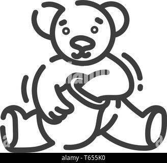 Line Art Symbol der Bär frisst Honig aus einem Tontopf Stock Vektor