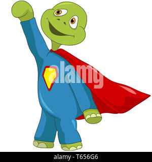 Lustige Schildkröte. Superman. Stockfoto