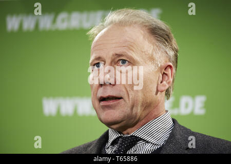 Spitzenkandidat für die Bundestagswahl, Jürgen Trittin (GRÜNE), gibt eine Pressekonferenz. Stockfoto