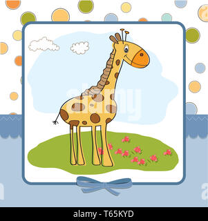 Grußkarte mit giraffe Stockfoto