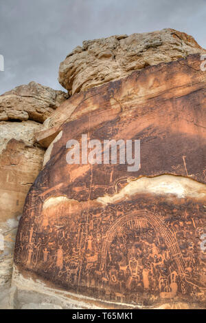 Rochester Rock Petroglyph Panels, in der Nähe von Emery, Utah, USA Stockfoto