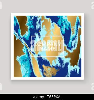 Marine Blue Marble luxuriöse textur malen Künstlerische, einladung hochzeit Design. Dekorative splash Flüssigkeit auf goldenem Hintergrund, Vector Illustration. Trend Stock Vektor