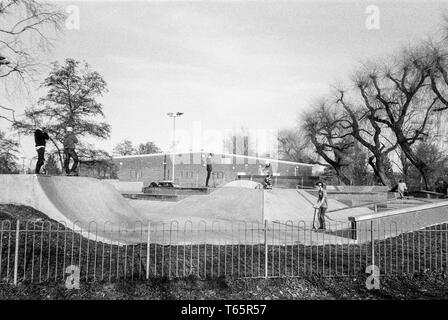 Winchester Skate-Park, North Walls Skatepark, River Park Leisure Center, Winchester, Hampshire, England, Großbritannien. Stockfoto