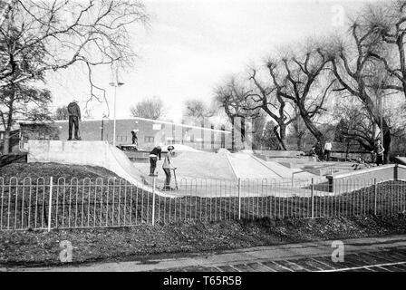 Winchester Skate-Park, North Walls Skatepark, River Park Leisure Center, Winchester, Hampshire, England, Großbritannien. Stockfoto