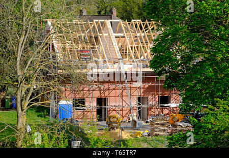 Neubau Doppelhaushälfte im Bau, Norwich, Norfolk, England Stockfoto