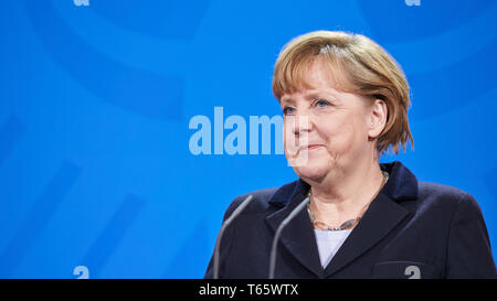 Pressekonferenz mit Bundeskanzlerin Merkel und Stockfoto