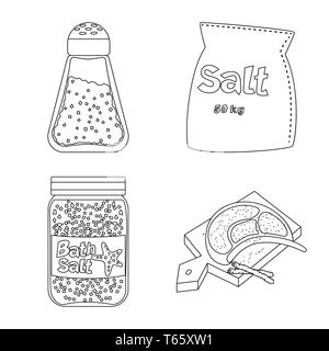 Salzfass, Tasche, Flasche, Fleisch, Gewürze, salzig, Board, weiß, Körner und Pulver, Mehl bestreuen, sauber, Container, Picknick, Badewanne, Glas, Spa, Restaurant, Vintage, Natrium, mineralischen Rohstoffen, Küche, Kochen, Meer, Natur, Backen, Salz, Nahrungsmittel, Set, Vector, Icon, Illustration, isoliert, Sammlung, Design, Element, Grafik, Zeichen, Rahmen, Linie, Vektor, Vektoren, Stock Vektor