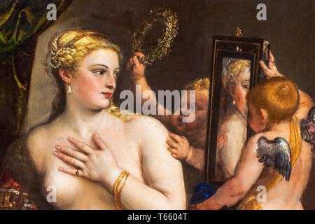 Tizian, Tiziano Vecellio, Venus mit Spiegel (Detail), Ölgemälde auf Leinwand, ca. 1555 Stockfoto