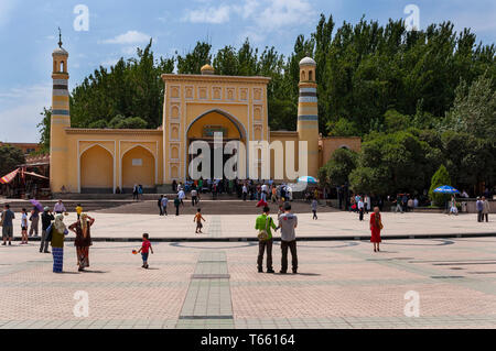 Kashgar, Xinjiang, China - 14 August, 2012: Die Id kah-Moschee in der Stadt Kashgar Xinjiang, China Stockfoto