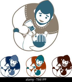 Satz von Vater und Baby-Logo Stock Vektor