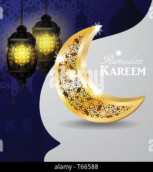Ramadan Grüße gold Mond auf einem dunklen Hintergrund Stock Vektor