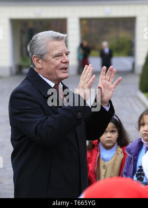 Übergabezeremonie der Weihnachtsbaum der Deutschen Präsident Joachim Gauck. Stockfoto