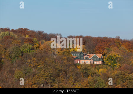 Vom Hexentanzplatz in den Herbst farbige Bodetal, Harz, Deutschland Stockfoto