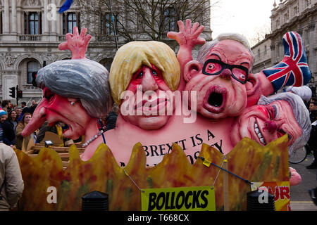 LONDON, UK, 23. MÄRZ 2019: Demonstration gegen Brexit an der Abstimmung März Stockfoto