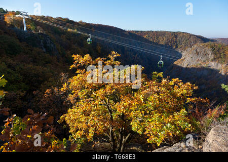 Vom Hexentanzplatz in den Herbst farbige Bodetal, Harz, Deutschland Stockfoto