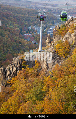 Vom Hexentanzplatz in den Herbst farbige Bodetal, Harz, Deutschland Stockfoto