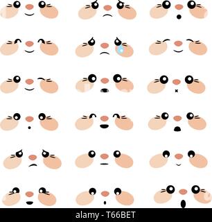 Emoji. Vektor Sammlung von 18 verschiedenen Elementen. Eps 10. Stock Vektor