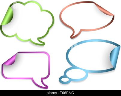 Einstellen der komischen Wolken und Blasen wie Aufkleber und Etiketten mit bunten Grenzen (Vektor) Stock Vektor