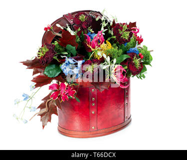 Farbenfrohe abstrakte Blumenschmuck von Rosen, Lil Stockfoto