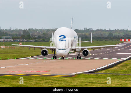Transport Airbus Beluga Flugzeuge Anzahl 2 Hawarden Airport. Stockfoto